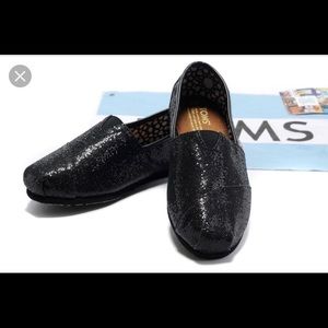 TOMS black glitter shoes